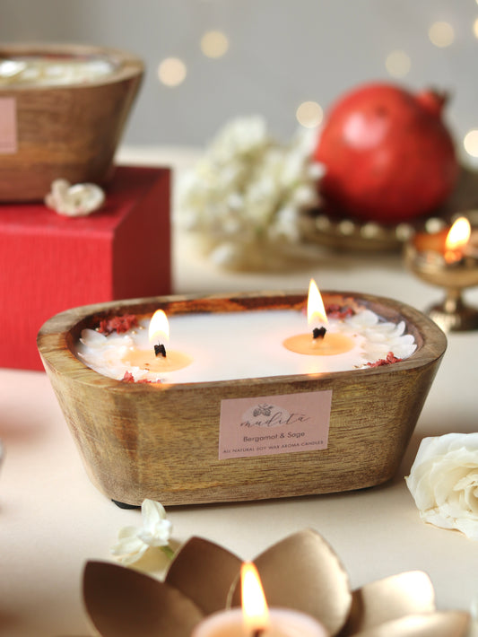 Wooden tub candle