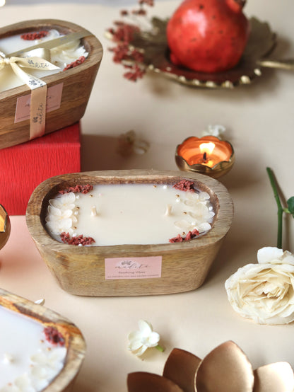 Wooden tub candle