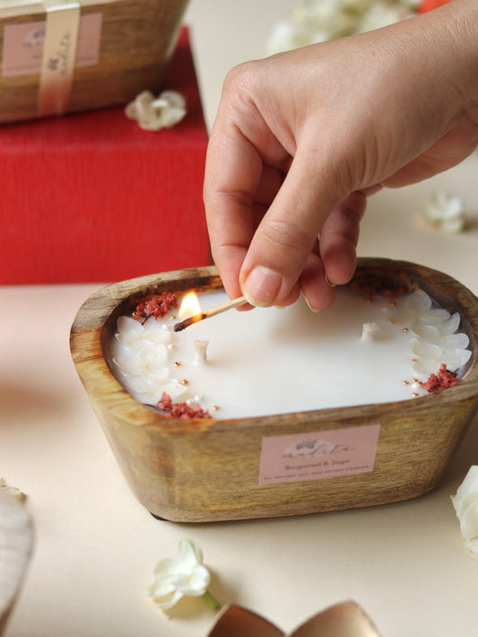 Wooden tub candle