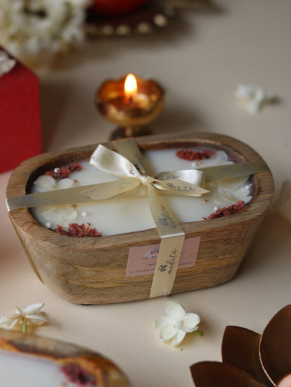 Wooden tub candle
