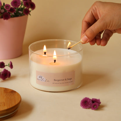 3 wick wooden lid