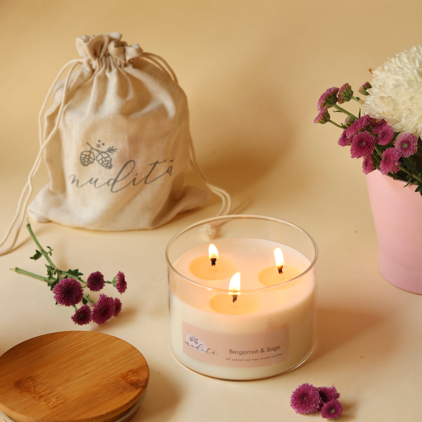 3 wick wooden lid